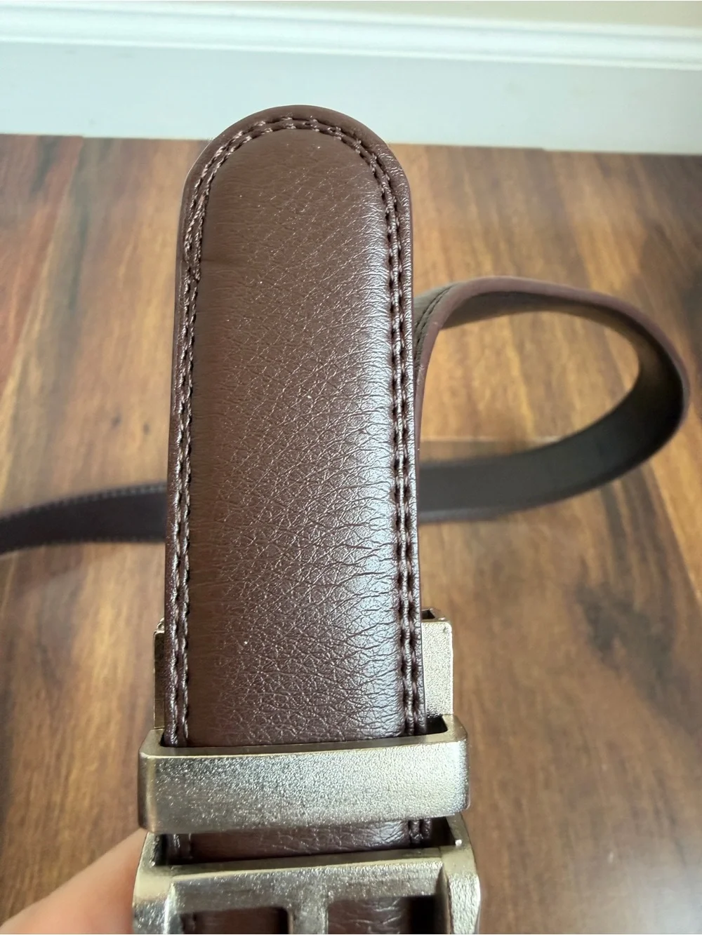 Nexbelt Brown Leather Belt Silver Hardware Cut to 48